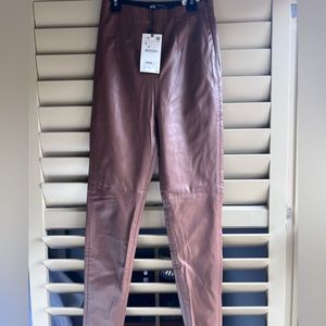 Zara Brown Faux Leather leggings size small